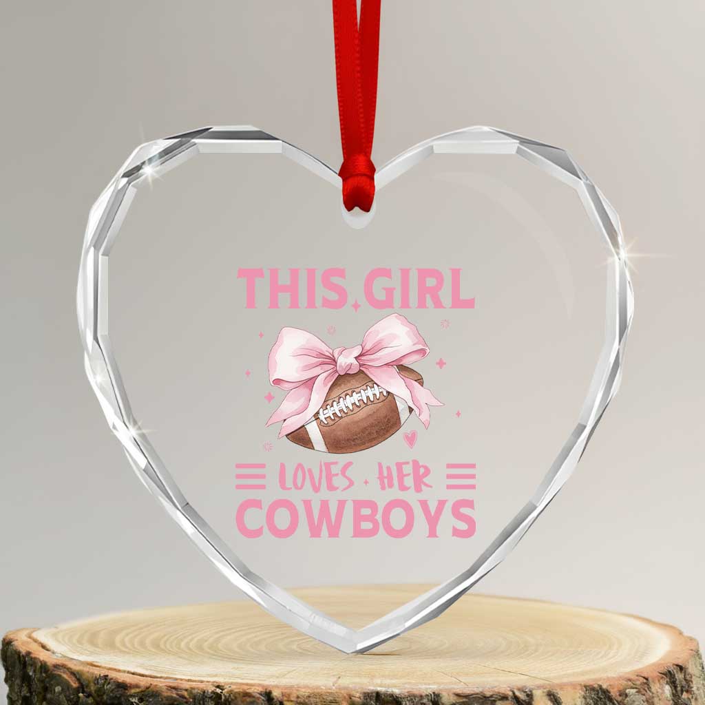 This Girl Loves Her Cowboy Heart Crystal Glass Ornament Pink Bow FF Gift TS12 Transparent Glass 3'' Heart Print Your Wear