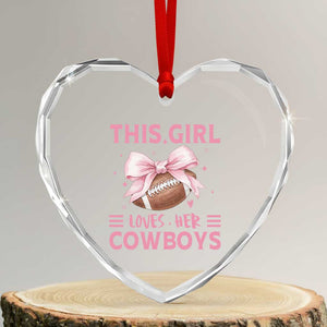 This Girl Loves Her Cowboy Heart Crystal Glass Ornament Pink Bow FF Gift TS12 Transparent Glass 3'' Heart Print Your Wear