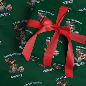 This Girl Loves Her Cowboy Wrapping Paper Roll Game Day Gift For Fans TS12 Green Print Your Wear