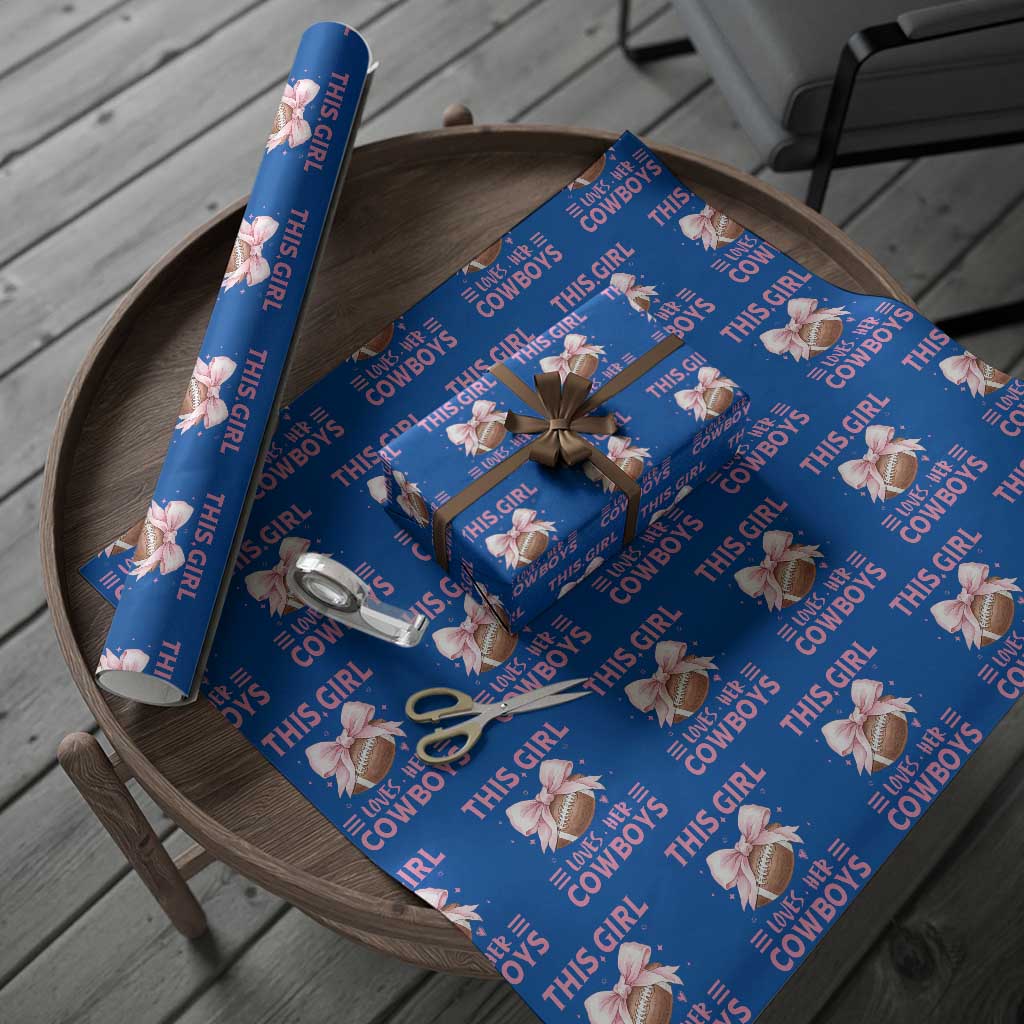 This Girl Loves Her Cowboys Wrapping Paper Roll Pink Bow Football Fan Gift TS12 Blue Print Your Wear
