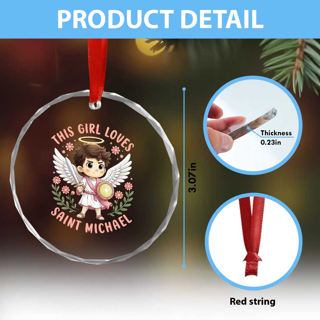This Girl Loves Saint Michael Crystal Glass Ornament Religious Faith Gift TS12 Print Your Wear