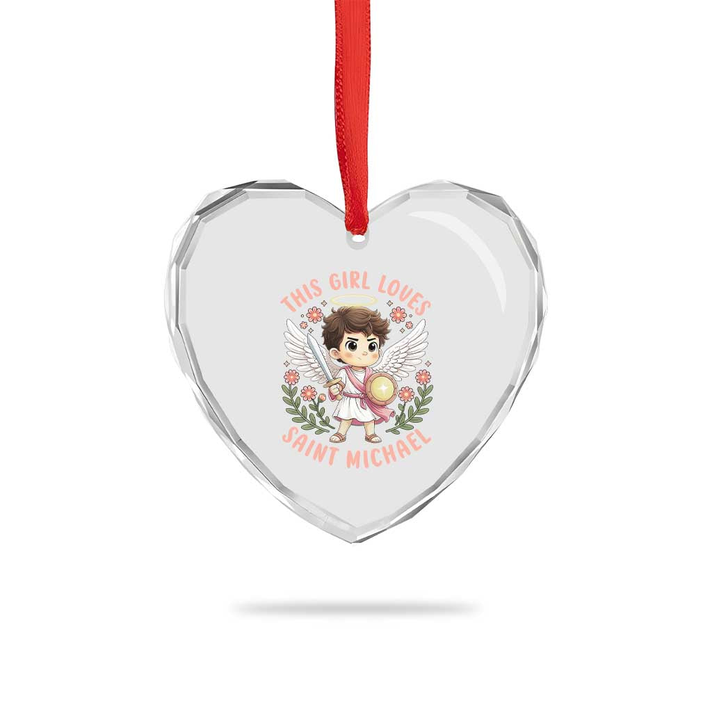 This Girl Loves Saint Michael Heart Crystal Glass Ornament Religious Faith Gift TS12 Print Your Wear