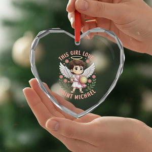 This Girl Loves Saint Michael Heart Crystal Glass Ornament Religious Faith Gift TS12 Print Your Wear