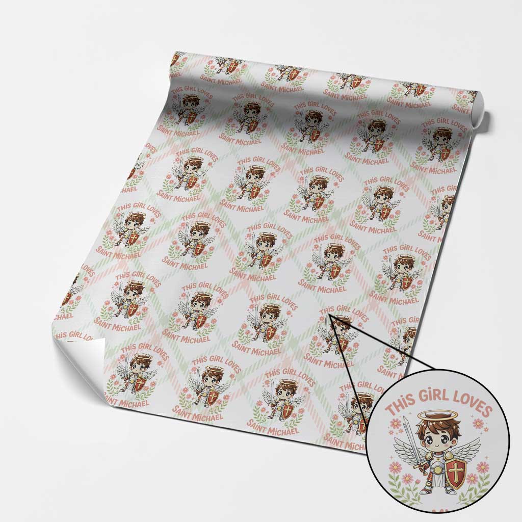 This Girl Loves Saint Michael Wrapping Paper Roll Catholic Faith Gift TS12 Christmas Plaid Print Your Wear
