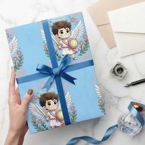 This Girl Loves Saint Michael Wrapping Paper Roll Religious Faith Gift TS12 Light Blue Print Your Wear