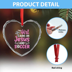 This Girl Runs On Jesus And Soccer Heart Crystal Glass Ornament Christian Soccer Mom TS12 Print Your Wear
