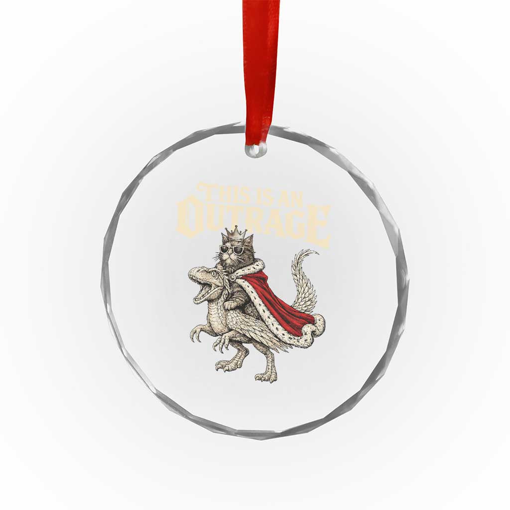 This Is an Outrage Royal Cat Crystal Glass Ornament Funny Princess Cat Riding Dragon Fantasy TS02 Print Your Wear