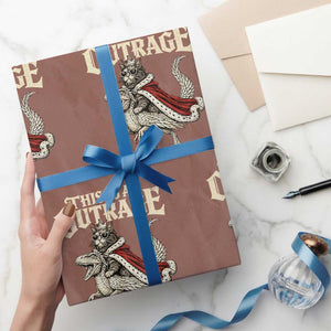 This Is an Outrage Royal Cat Wrapping Paper Roll Funny Princess Cat Riding Dragon Fantasy TS02 Mocha Print Your Wear
