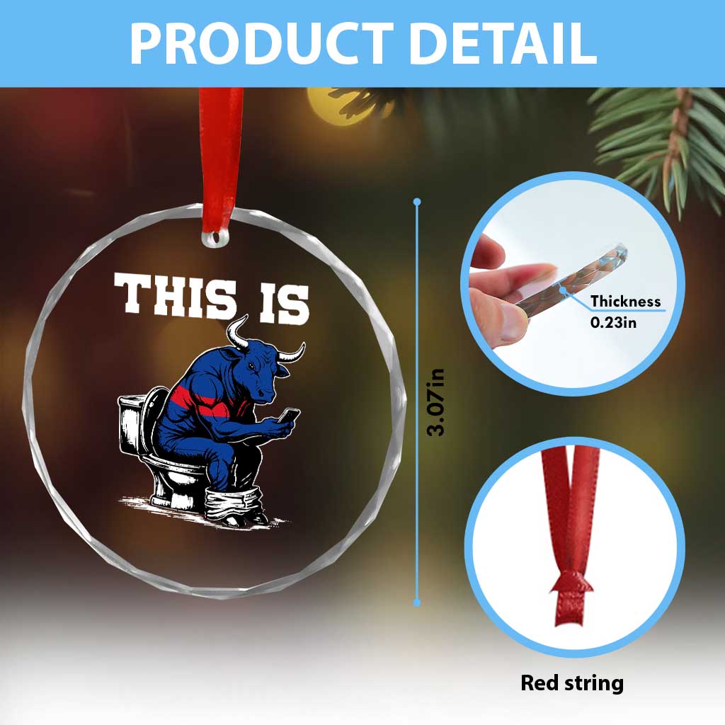 This Is Bullshit Crystal Glass Ornament Funny Cow Buffalo Toilet TS11 Print Your Wear