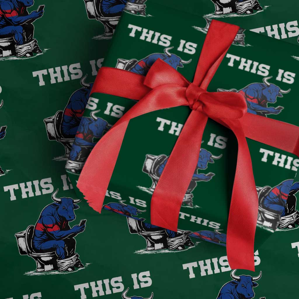 This Is Bullshit Wrapping Paper Roll Funny Cow Buffalo Toilet TS11 Green Print Your Wear