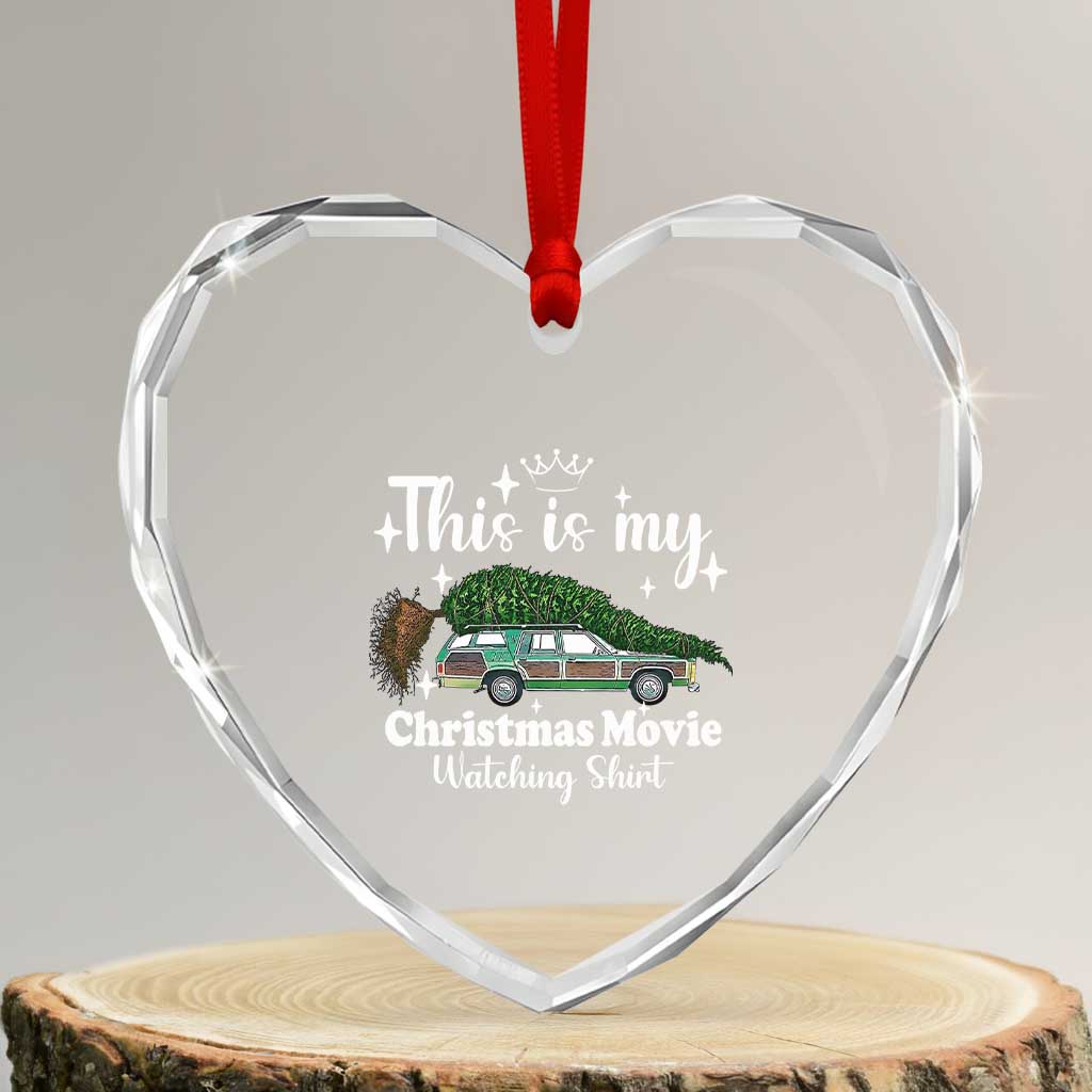 This Is My Christmas Movie Watching Heart Crystal Glass Ornament Vintage Xmas Tree Car TS11 Transparent Glass 3'' Heart Print Your Wear