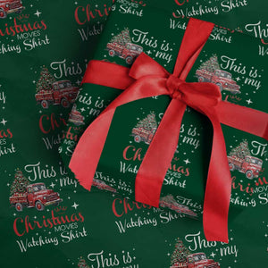 This Is My Christmas Movie Watching Wrapping Paper Roll Vintage Red Truck TS11 Green Print Your Wear