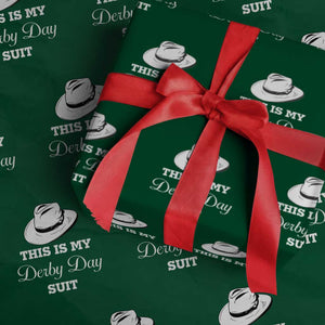 This Is My Derby Day Suit Fedora Hat Graphic Wrapping Paper Roll Funny Sarcastic Horse Racing Fan Part TS02 Green Print Your Wear