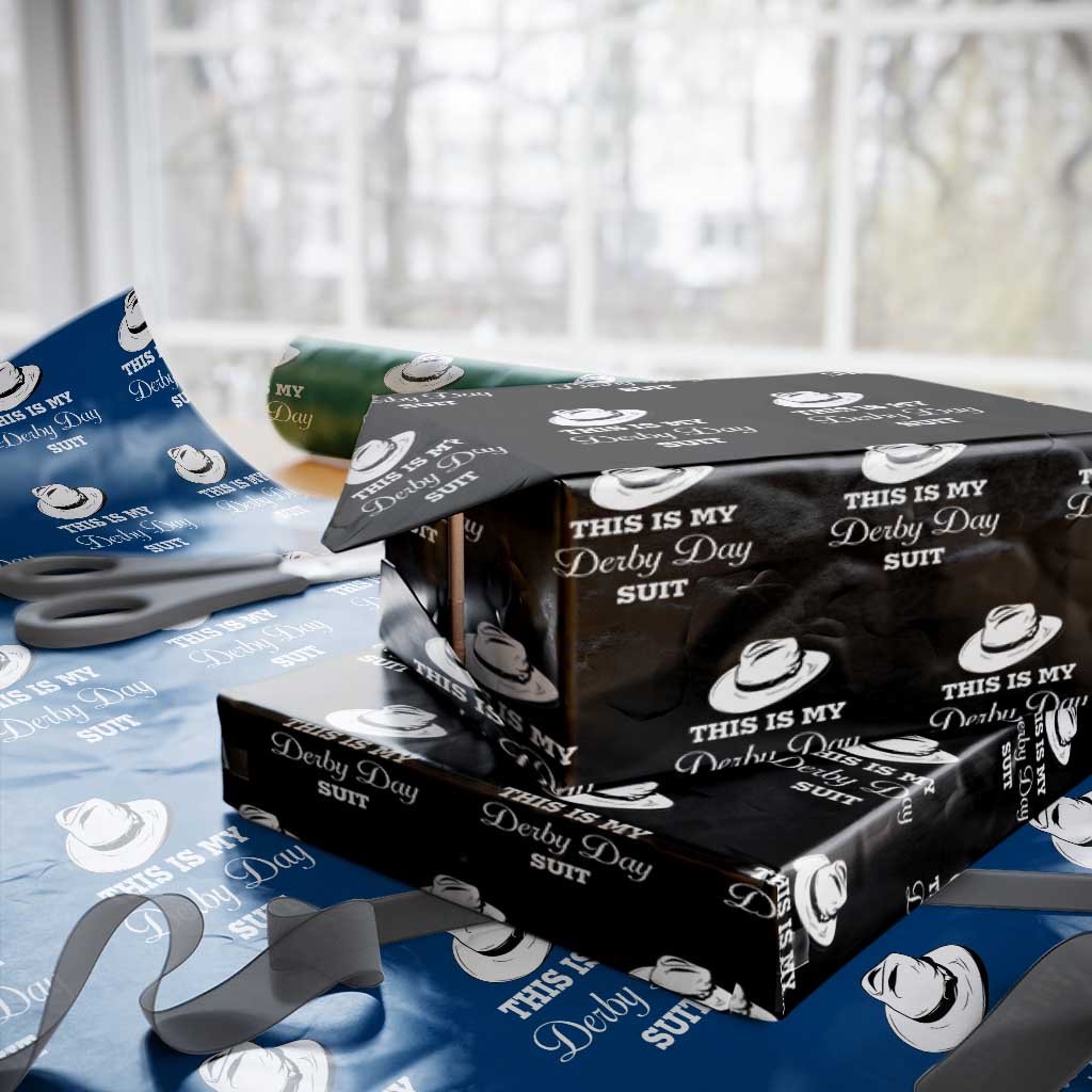 This Is My Derby Day Suit Fedora Hat Graphic Wrapping Paper Roll Funny Sarcastic Horse Racing Fan Part TS02 Black Print Your Wear