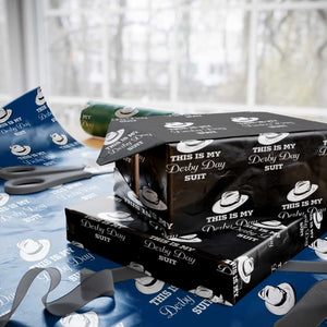 This Is My Derby Day Suit Fedora Hat Graphic Wrapping Paper Roll Funny Sarcastic Horse Racing Fan Part TS02 Black Print Your Wear