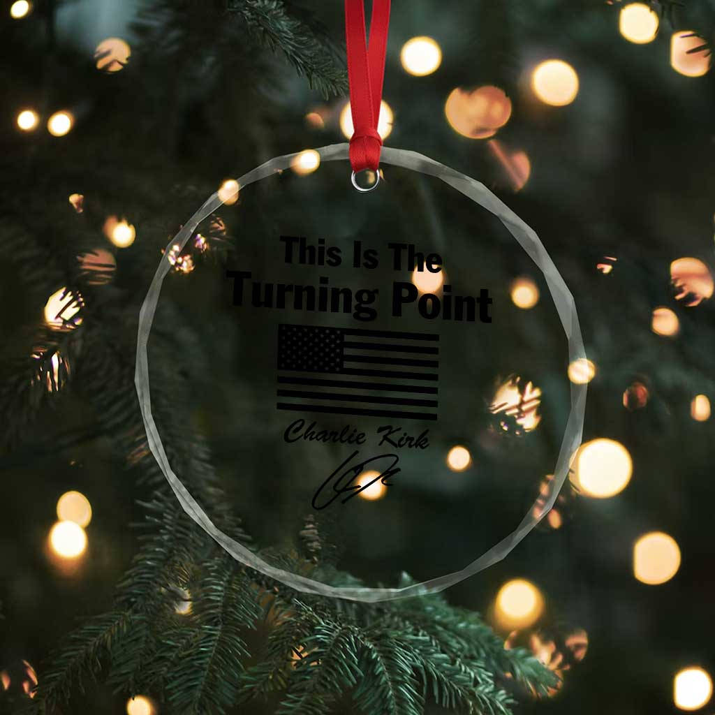 This is The Turning Point Crystal Glass Ornament American Flag A True Patriot Statement TS02 Print Your Wear