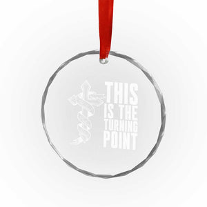 This is the Turning Point Crystal Glass Ornament Husband Father Patriot Charlie Kirk Tribute Christian Faith TS02 Transparent Glass 3'' Circle Print Your Wear