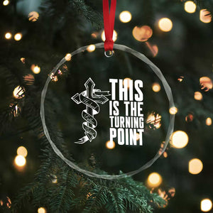 This is the Turning Point Crystal Glass Ornament Husband Father Patriot Charlie Kirk Tribute Christian Faith TS02 Print Your Wear
