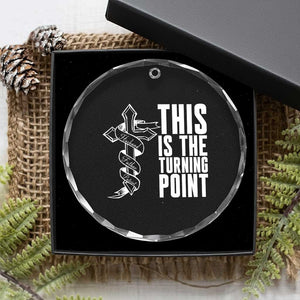 This is the Turning Point Crystal Glass Ornament Husband Father Patriot Charlie Kirk Tribute Christian Faith TS02 Print Your Wear