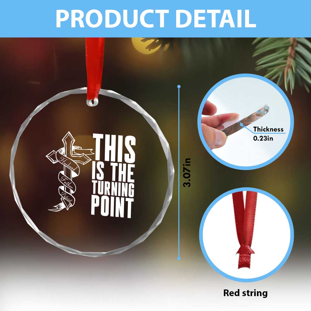 This is the Turning Point Crystal Glass Ornament Husband Father Patriot Charlie Kirk Tribute Christian Faith TS02 Print Your Wear