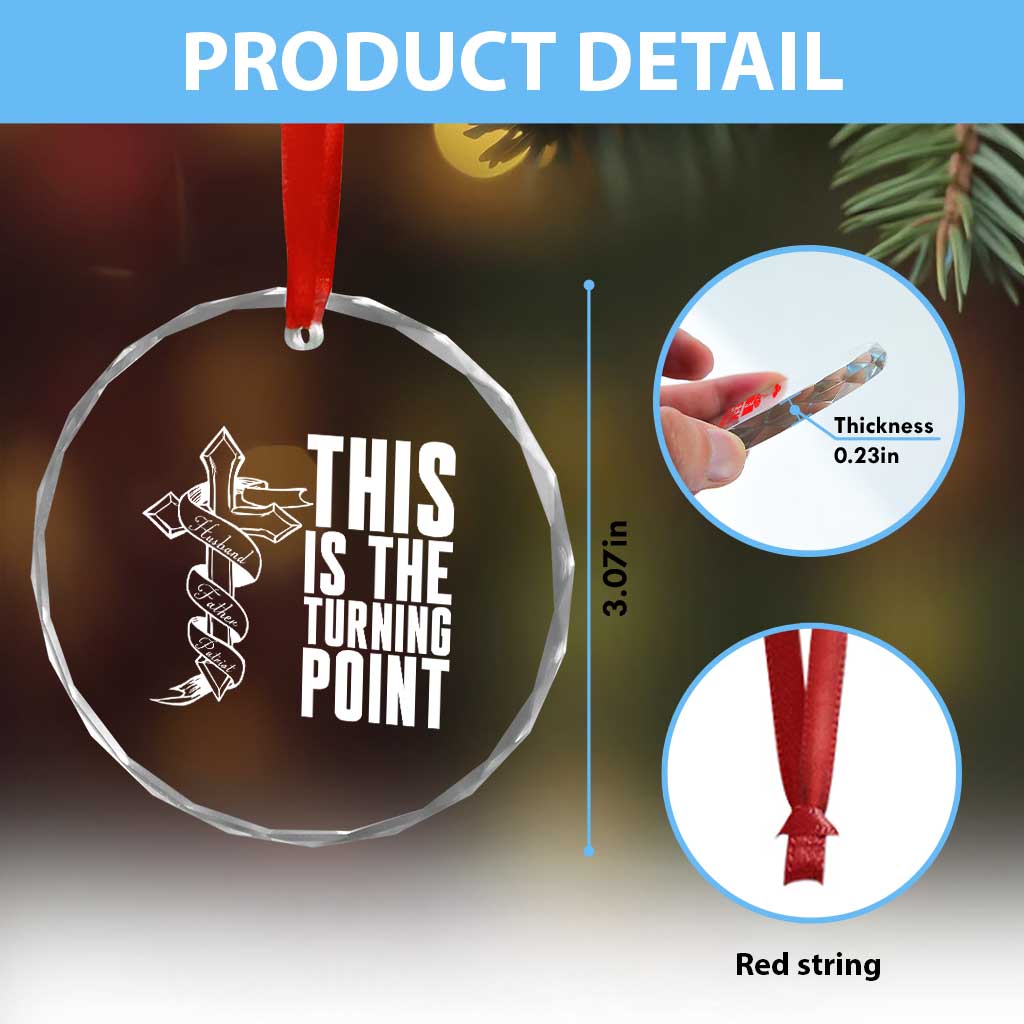 This is the Turning Point Crystal Glass Ornament Husband Father Patriot Charlie Kirk Tribute Christian Faith TS02 Print Your Wear