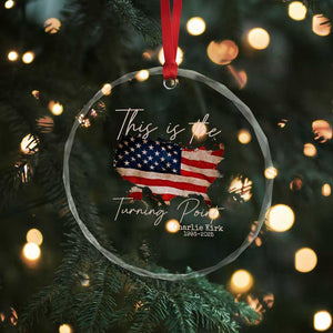 This Is The Turning Point Crystal Glass Ornament Patriotic American Map Vintage USA Flag TS11 Print Your Wear