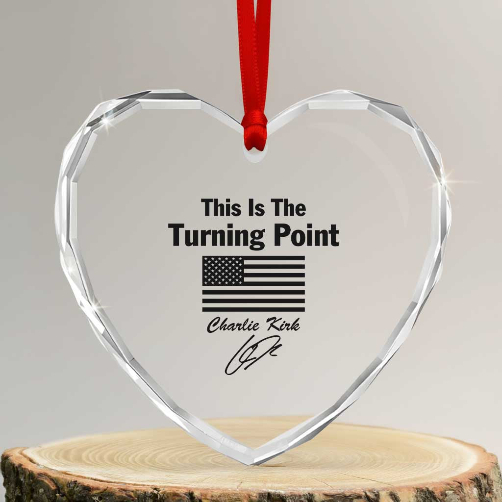 This is The Turning Point Heart Crystal Glass Ornament American Flag A True Patriot Statement TS02 Transparent Glass 3'' Heart Print Your Wear