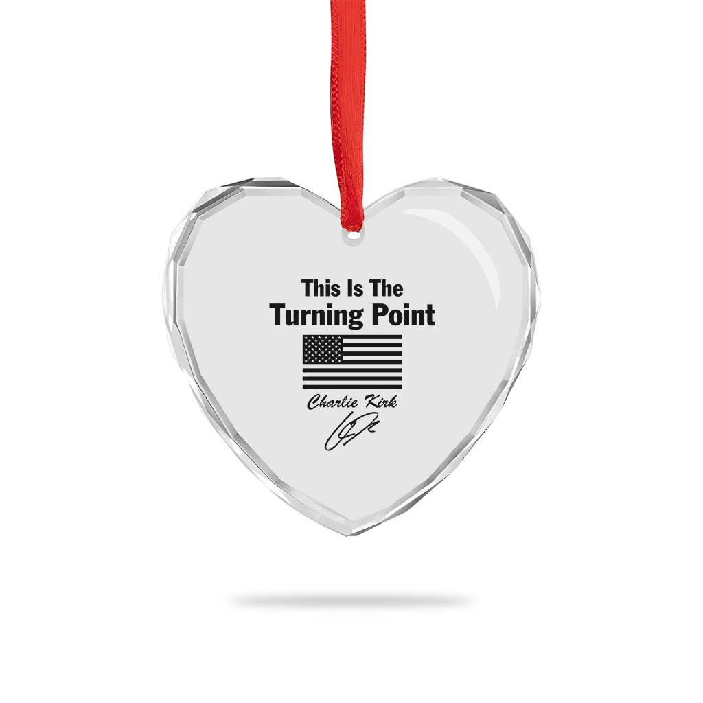 This is The Turning Point Heart Crystal Glass Ornament American Flag A True Patriot Statement TS02 Print Your Wear