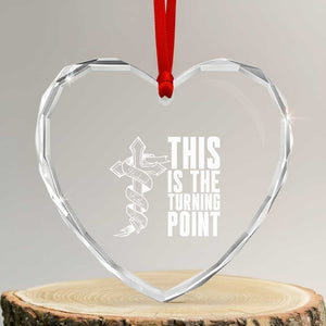 This is the Turning Point Heart Crystal Glass Ornament Husband Father Patriot Charlie Kirk Tribute Christian Faith TS02 Transparent Glass 3'' Heart Print Your Wear