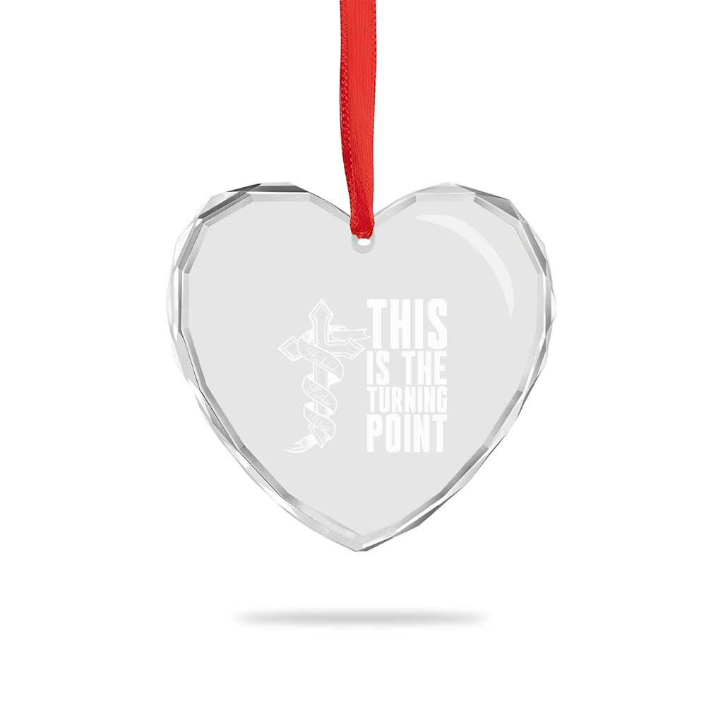 This is the Turning Point Heart Crystal Glass Ornament Husband Father Patriot Charlie Kirk Tribute Christian Faith TS02 Print Your Wear