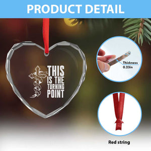 This is the Turning Point Heart Crystal Glass Ornament Husband Father Patriot Charlie Kirk Tribute Christian Faith TS02 Print Your Wear