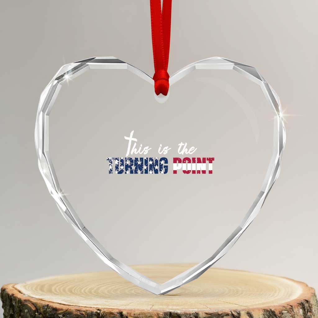 This is The Turning Point Heart Crystal Glass Ornament Patriotic American Flag Graphic TS02 Transparent Glass 3'' Heart Print Your Wear
