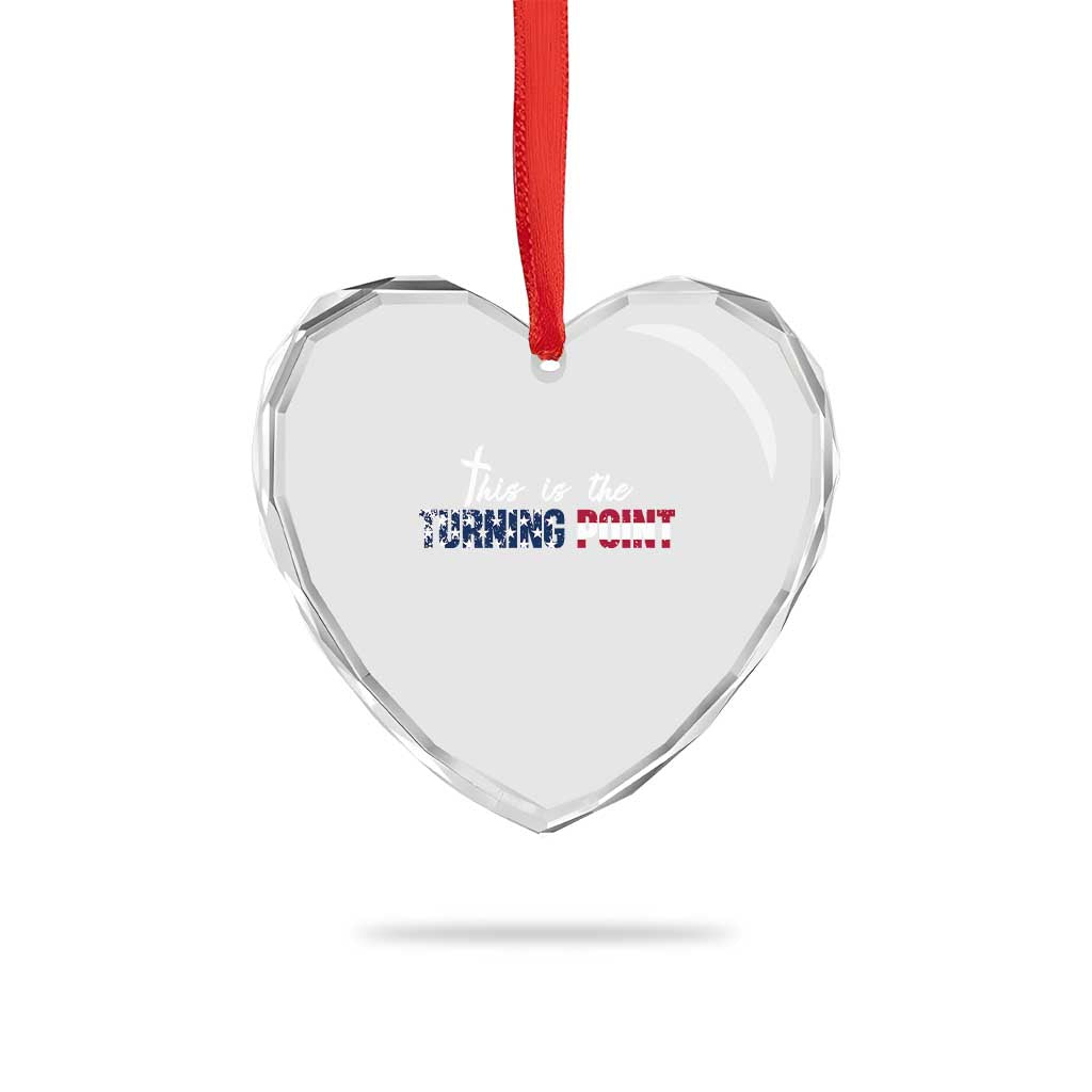 This is The Turning Point Heart Crystal Glass Ornament Patriotic American Flag Graphic TS02 Print Your Wear