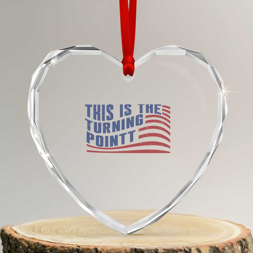 This is The Turning Point Heart Crystal Glass Ornament USA Flag America True Patriot TS02 Transparent Glass 3'' Heart Print Your Wear