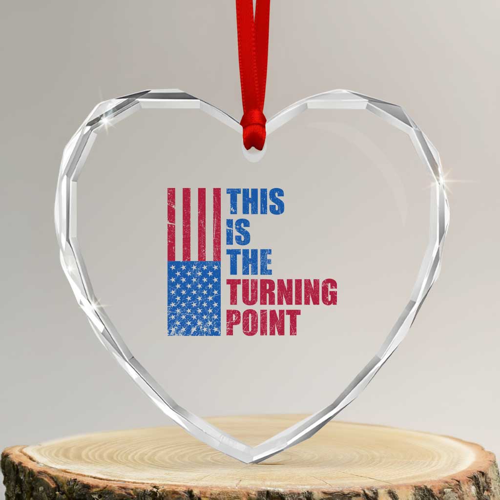 This is The Turning Point Heart Crystal Glass Ornament USA Flag Patriotic Freedom Conservative TS10 Transparent Glass 3'' Heart Print Your Wear