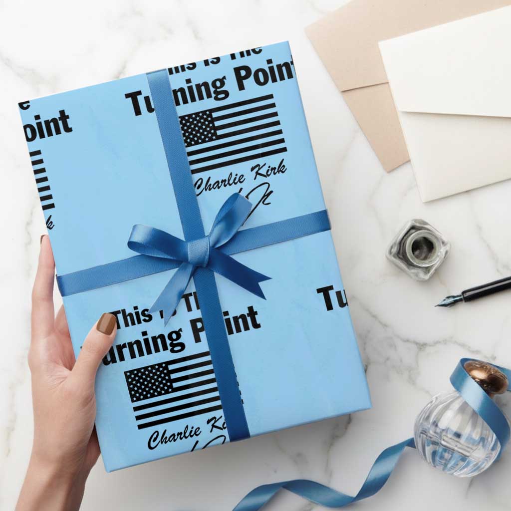 This is The Turning Point Wrapping Paper Roll American Flag A True Patriot Statement TS02 Light Blue Print Your Wear