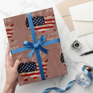 This Is The Turning Point Wrapping Paper Roll Patriotic American Map Vintage USA Flag TS11 Mocha Print Your Wear