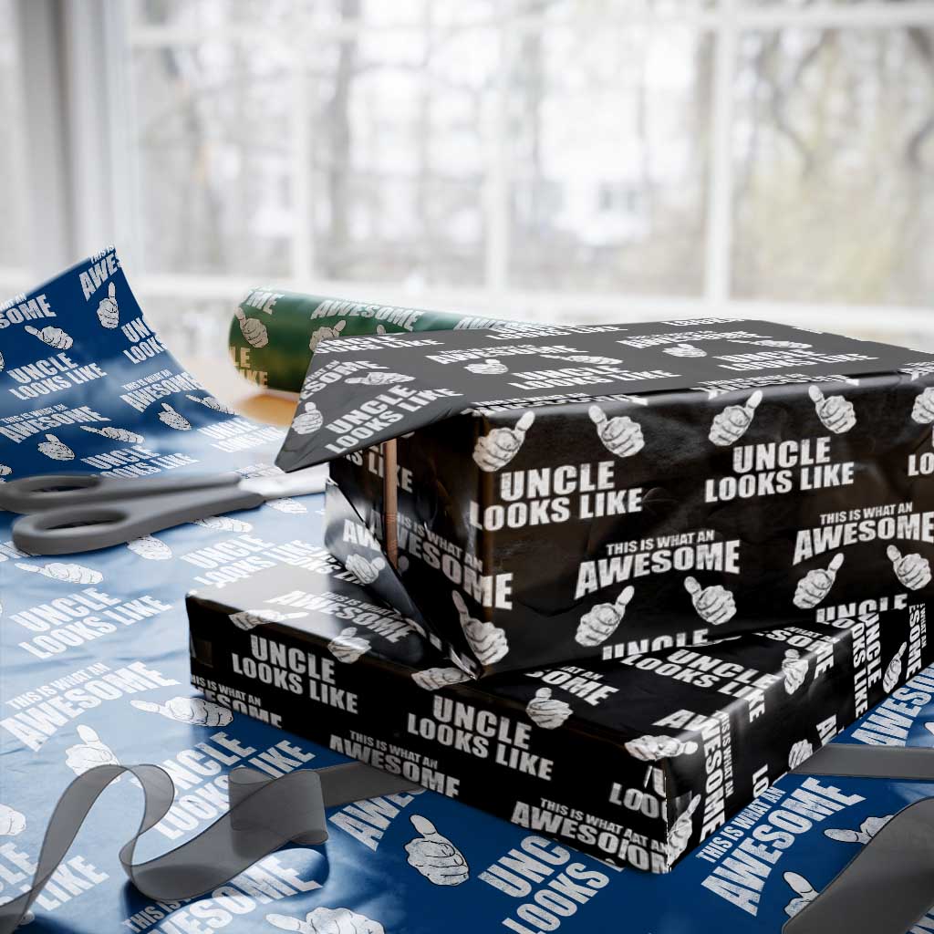This Is What An Awesome Uncle Looks Like Wrapping Paper Roll Funny Fathers Day Gifts TS11 Black Print Your Wear