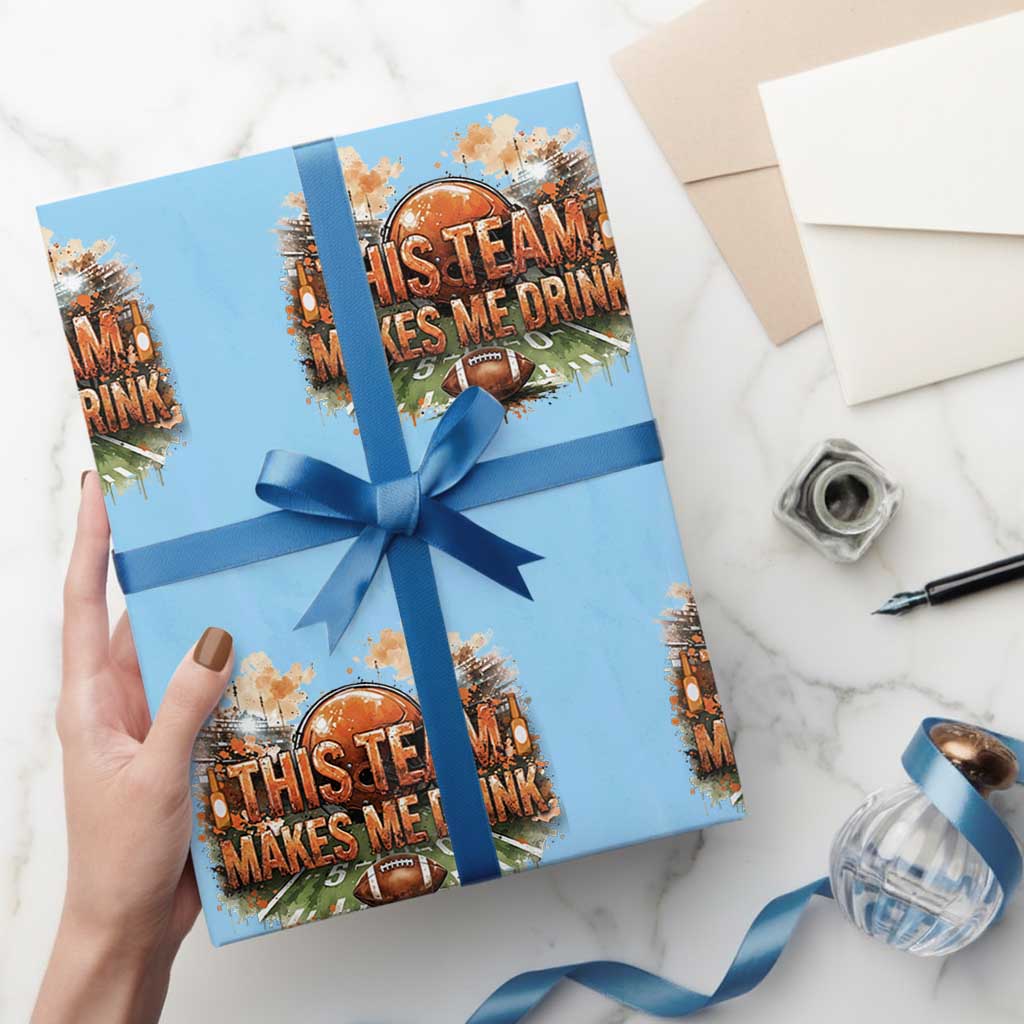 This Team Makes Me Drink Wrapping Paper Roll CFBB Fan Gift TS12 Light Blue Print Your Wear