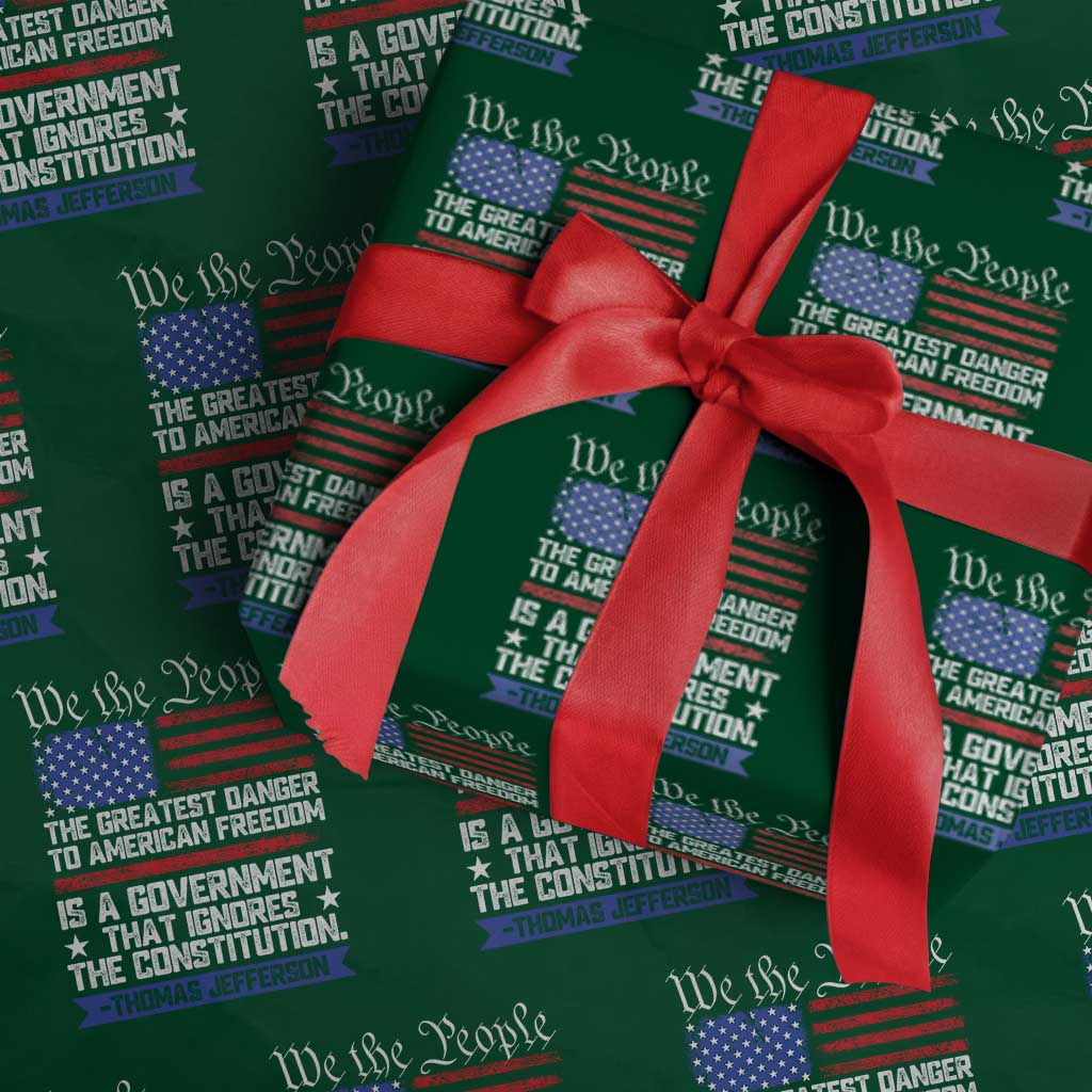 Thomas Jefferson Wrapping Paper Roll The Greatest Danger To Freedom Patriotic USA Flag TS10 Green Print Your Wear