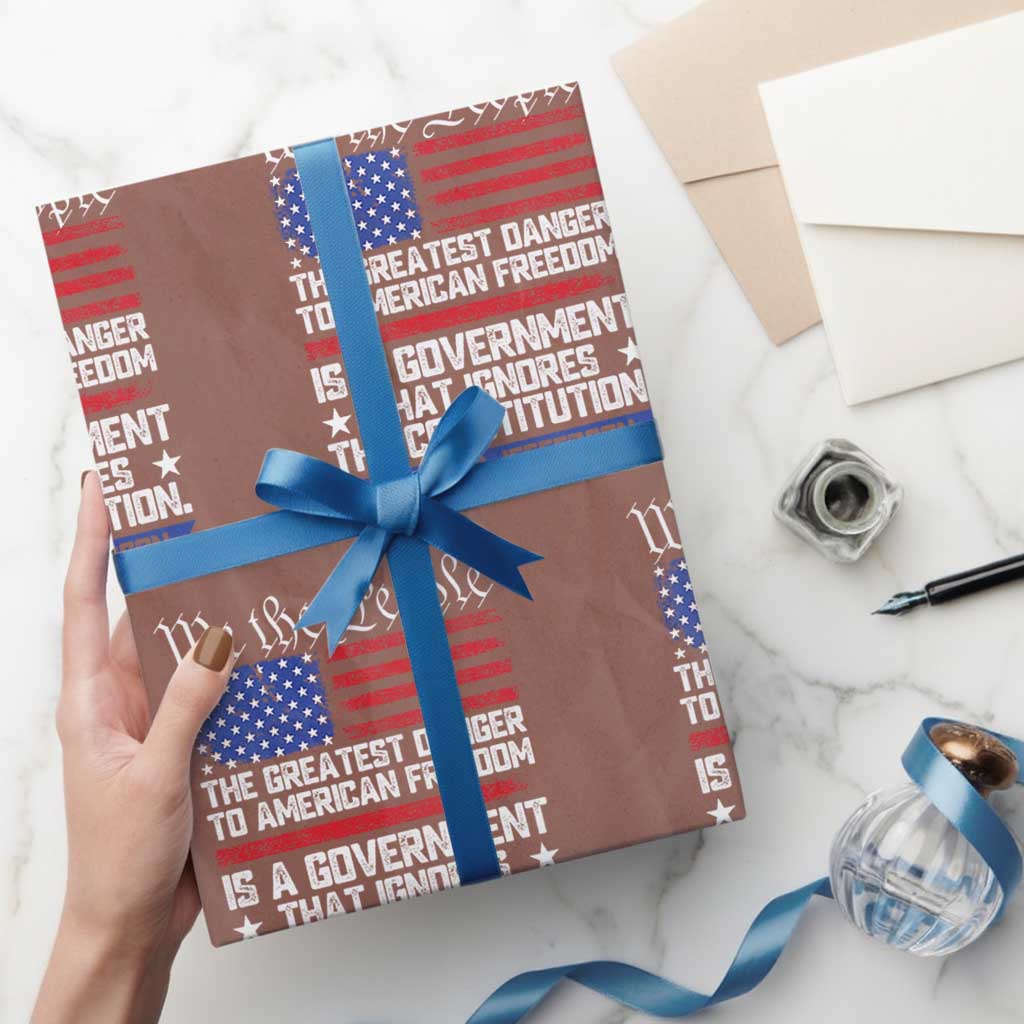 Thomas Jefferson Wrapping Paper Roll The Greatest Danger To Freedom Patriotic USA Flag TS10 Mocha Print Your Wear