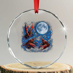 Three Crawfish Moon Crystal Glass Ornament Lobster Howling To The Moon Vintage Moon Animals TS10 Transparent Glass 3'' Circle Print Your Wear