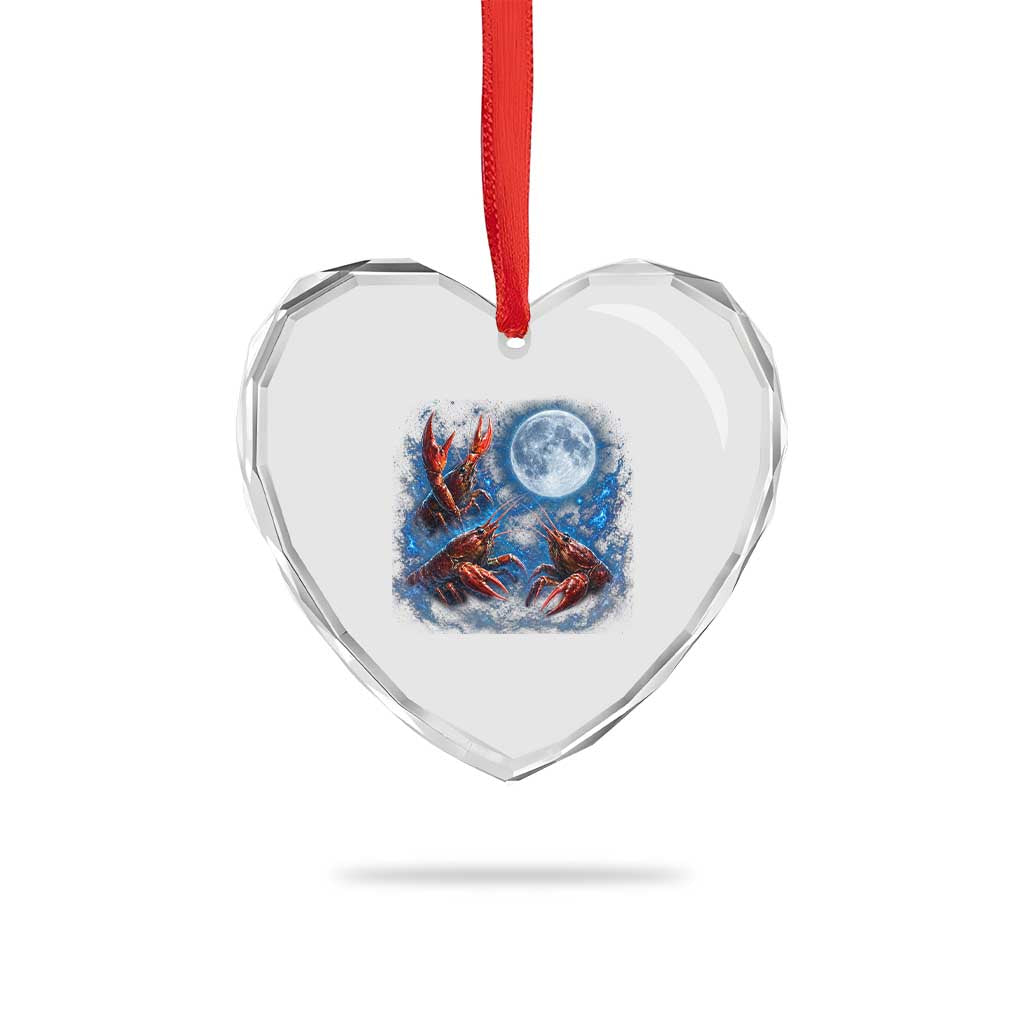 Three Crawfish Moon Heart Crystal Glass Ornament Lobster Howling To The Moon Vintage Moon Animals TS10 Print Your Wear