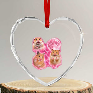 Three Hamsters Retro Graphic Heart Crystal Glass Ornament Small Pet Lover Gift Idea TS12 Transparent Glass 3'' Heart Print Your Wear