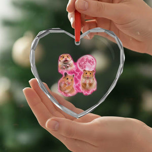 Three Hamsters Retro Graphic Heart Crystal Glass Ornament Small Pet Lover Gift Idea TS12 Print Your Wear