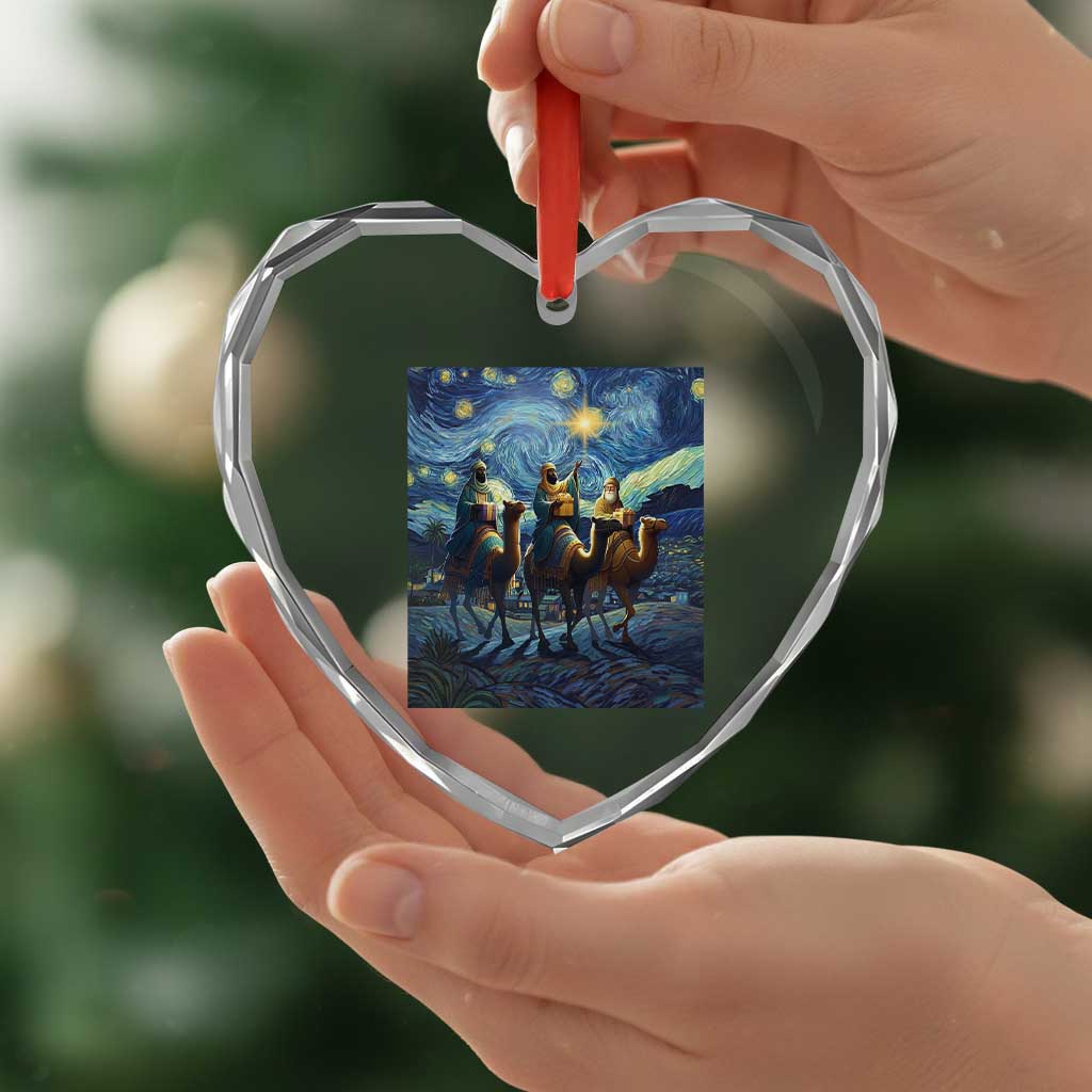 Three Kings Heart Crystal Glass Ornament Nativity Scene Starry Night Christian Christmas TS14 Print Your Wear