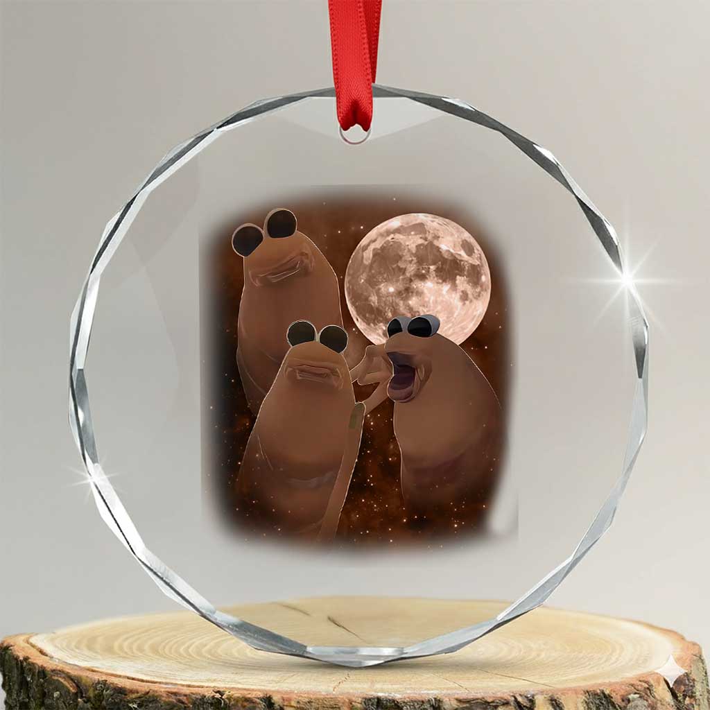 Three Marcus The Worm Moon Crystal Glass Ornament Funny Weird Cursed Meme TS11 Transparent Glass 3'' Circle Print Your Wear