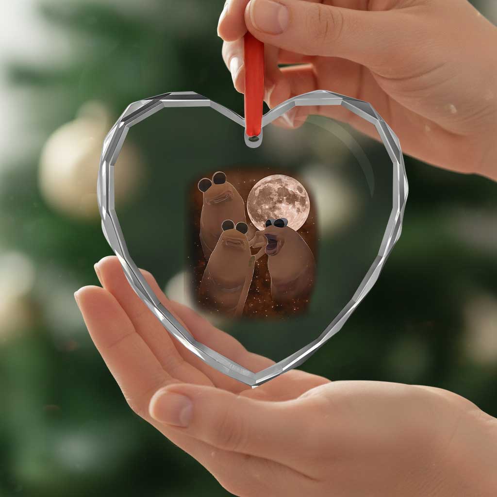 Three Marcus The Worm Moon Heart Crystal Glass Ornament Funny Weird Cursed Meme TS11 Print Your Wear