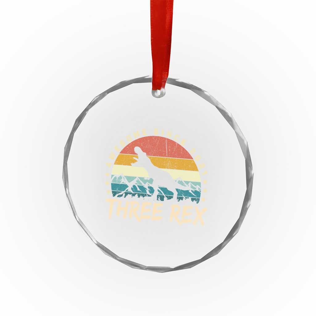 Three Rex 3rd Birthday Crystal Glass Ornament 3 Years Old Dinosaur Bday Boy TS02 Print Your Wear
