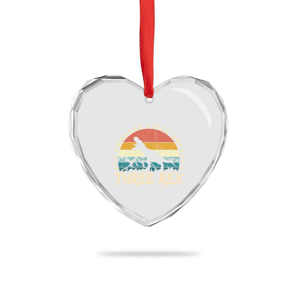 Three Rex 3rd Birthday Heart Crystal Glass Ornament 3 Years Old Dinosaur Bday Boy TS02 Print Your Wear